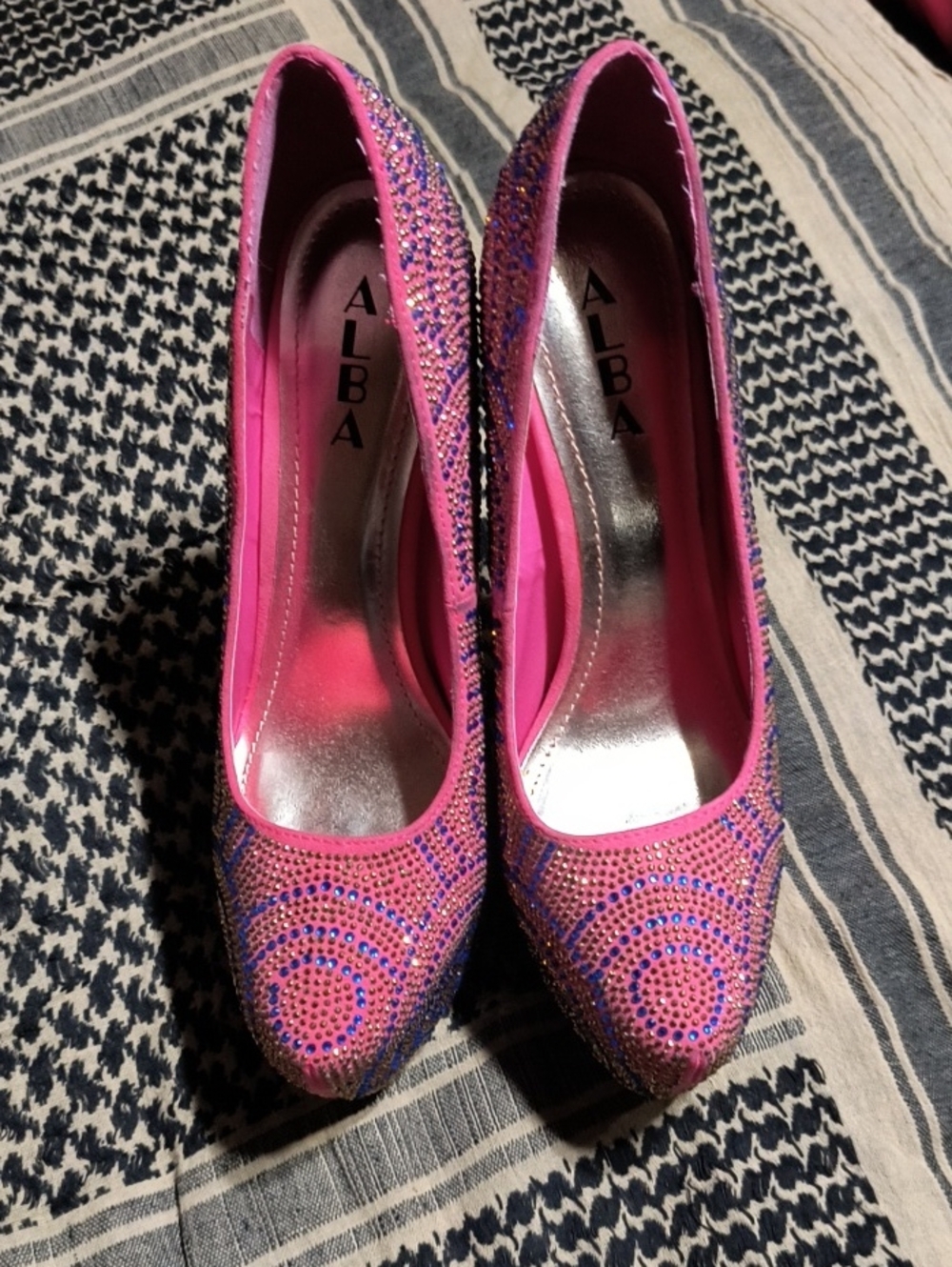 Alba Hot Pink Crystal-Embellished Pointed Heel Pumps